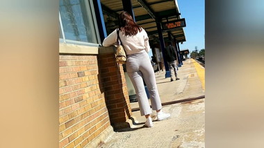 Long island cutie waiting for the train Nice ass tight pants