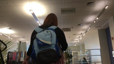 Accidental teen upskirt at public library