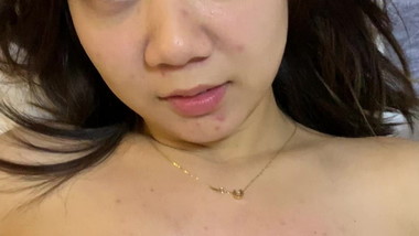 sweet Asian teen cum on face