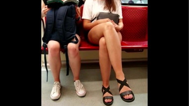 Voyeur two sexy russian tourist girl crossed legs
