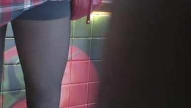 Candid teen in a que