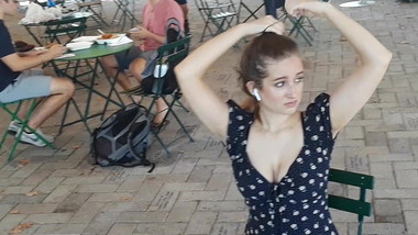 Down blouse  cleavage