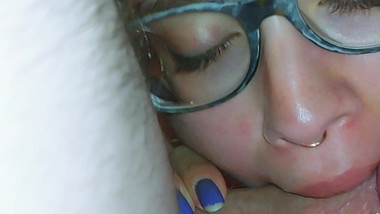 Cute teen slut swallows cum