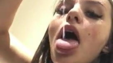 teen spits on herself