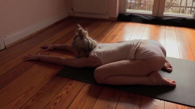 Yoga stretching to wake-up spine and hips