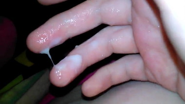girl licks her cum from fingers