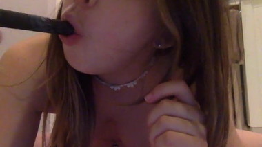 pretty cute teen licks her cum