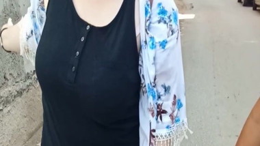 Arabian teen with big natural tits spy in street
