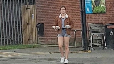 Amateur College girl cute shorts ... spotted..?