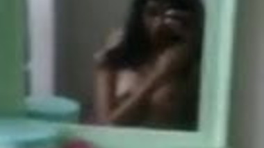 Indian andra collage girl bothing and show booms