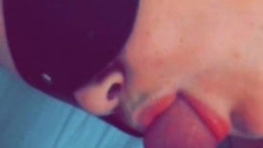 Exposed babe sucks cock