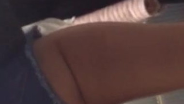 Teen ass escalator short shorts