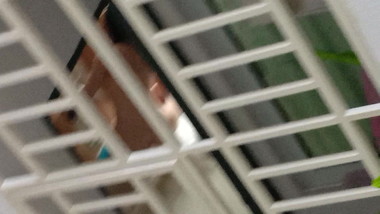 Asian girl cleaning house