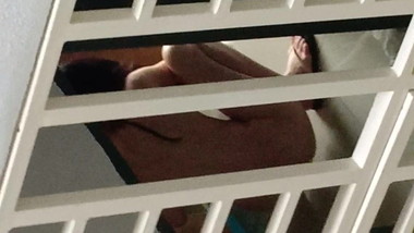 Asian girl cleans house naked