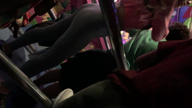 Slim thick candid teen waiting in line