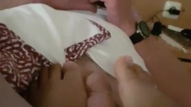 Girl want to destroy his balls but he don't care