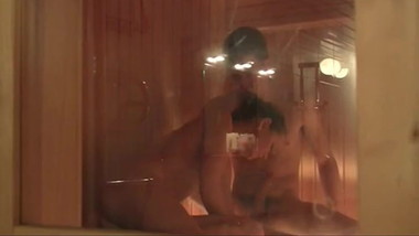 Guy and Girl sex in sauna