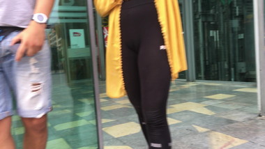 Camel toes on teen in street