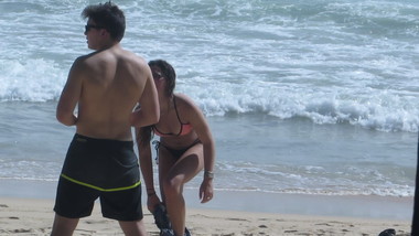 Changing at the beach