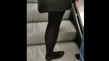 Opaque tights and flats candid