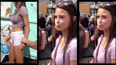 Teen Voyeur - Stacked Busty Shorts Hottie