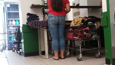 Latina teen at the laundromat