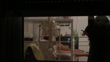 Spy voyeur window young skinny student girl naked