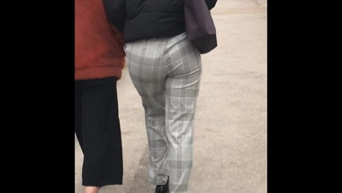 Thick round juicy Albanian bubble butt in tight pants