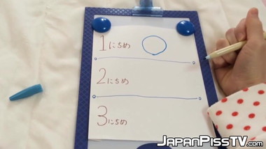Kinky chick from Japan keeps track of how much she can pee
