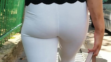 White leggings see through no panties