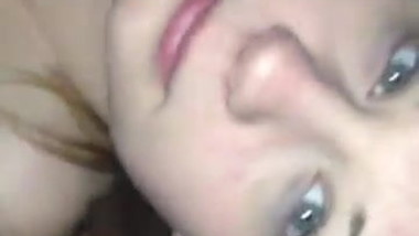 Beautiful teen blonde sucks on big white cock