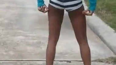 Black Teen Twerking in sexy ass booty shorts